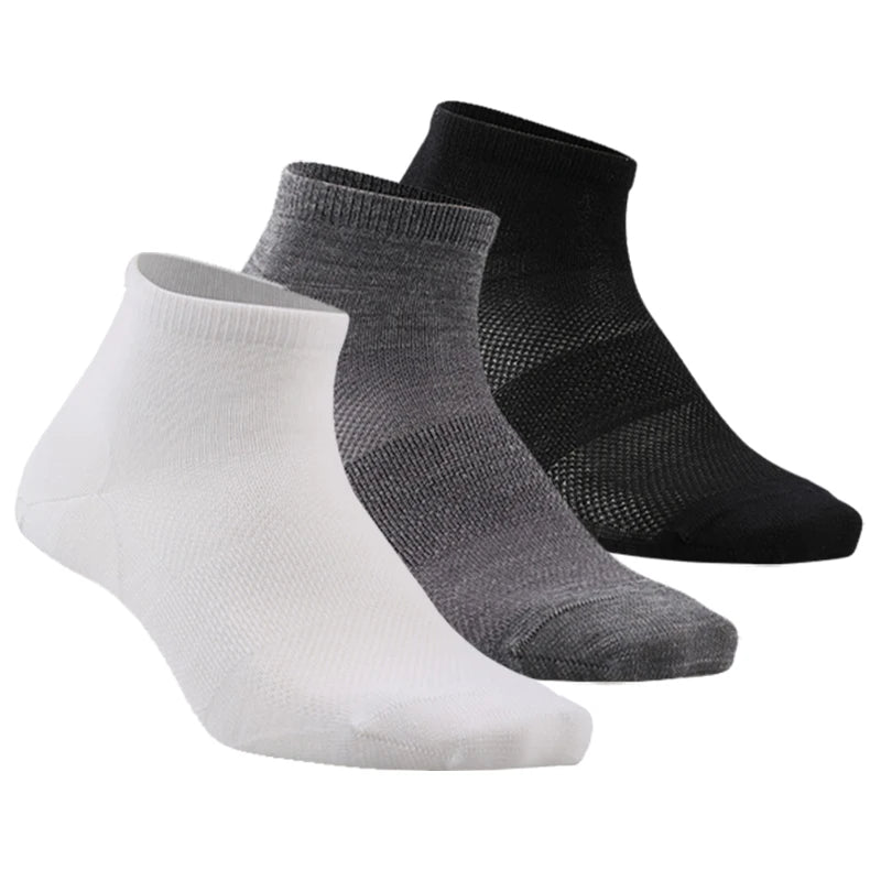 Merino Wool Athletic Socks - No Show Ankle Breathable Mesh, Toe Heel Reinforcement