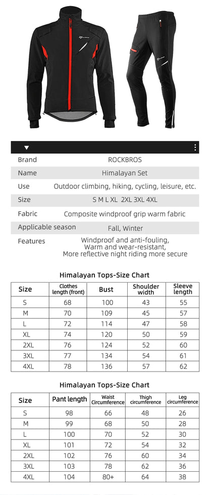 Winter Cycling Jersey - Thermal Cycling Wear Windproof Suit for Men Women | Reflective Bike Clothing