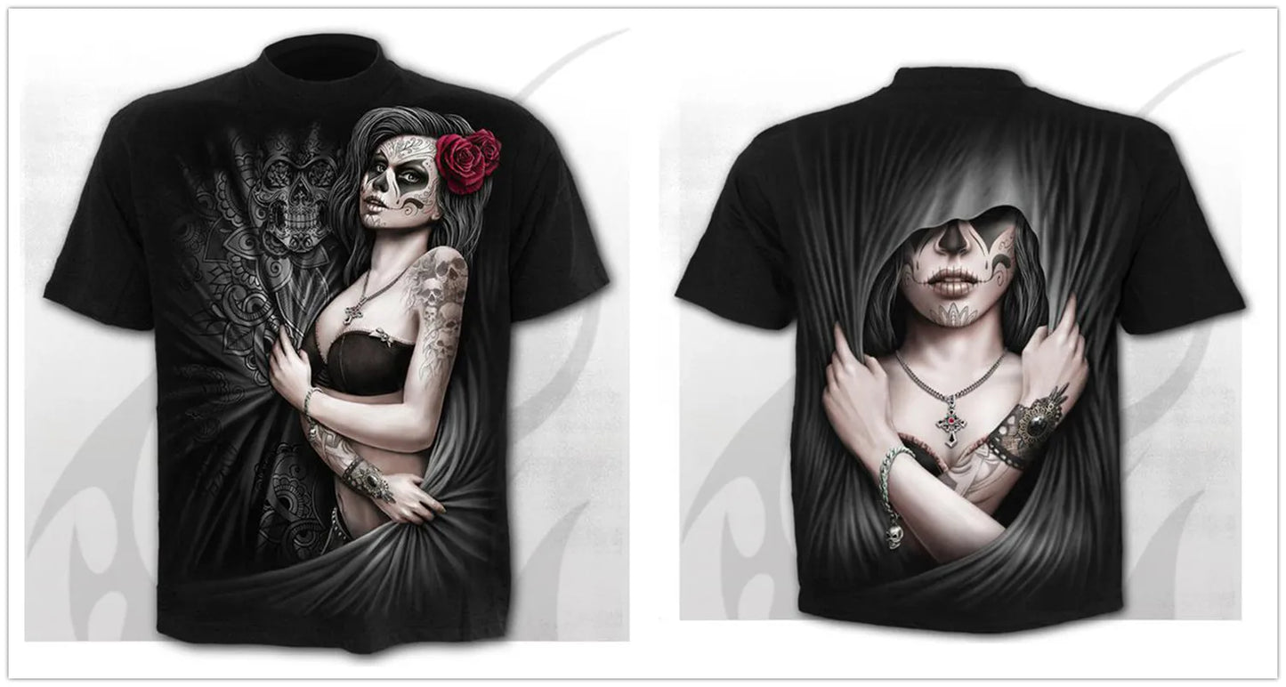 Mens 3D Skull T-Shirt - Punk Summer Streetwear Top O-neck Sizes XXS-5XL - ZOOMNSTORE