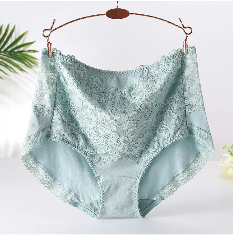 Woman Sexy Cotton Panties of Large Size New Lace Female Underwear with High Waist Cotton Briefs Plus Size Women's Panties 2025