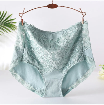 Woman Sexy Cotton Panties of Large Size New Lace Female Underwear with High Waist Cotton Briefs Plus Size Women's Panties 2025