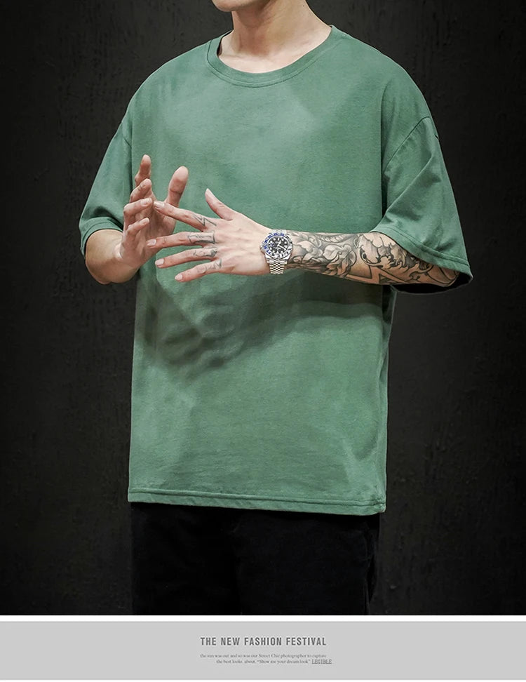 LEGIBLE 2025 Summer Men's T Shirt Casual Loose Cotton Short Sleeve T-Shirt Mens Top Tee shirt Men