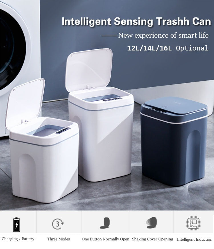 Touchless 16L Sensor Trash Can - Smart Waterproof Kitchen  Bathroom Wastebin