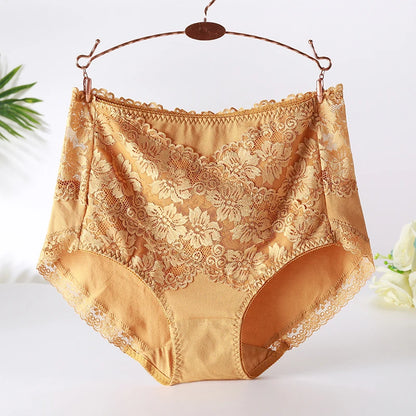 Woman Sexy Cotton Panties of Large Size New Lace Female Underwear with High Waist Cotton Briefs Plus Size Women's Panties 2025