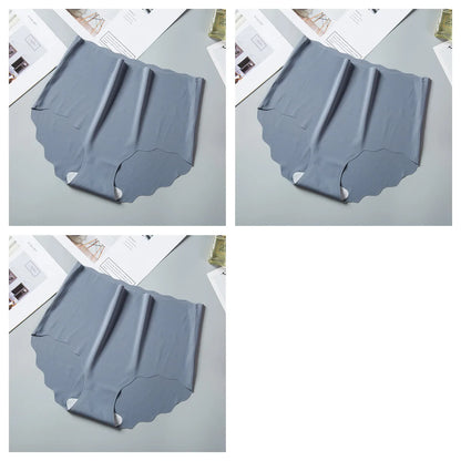 3Pcs/Set Ice Silk Panties Women Hip Lift Briefs Seamless Underwear Female High Waist Panties M-XXL Underpants Invisible Lingerie