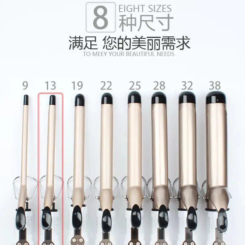Ceramic Hair Curler - Professional 9mm to 38mm Wand with Tourmaline Barrel & LCD Display