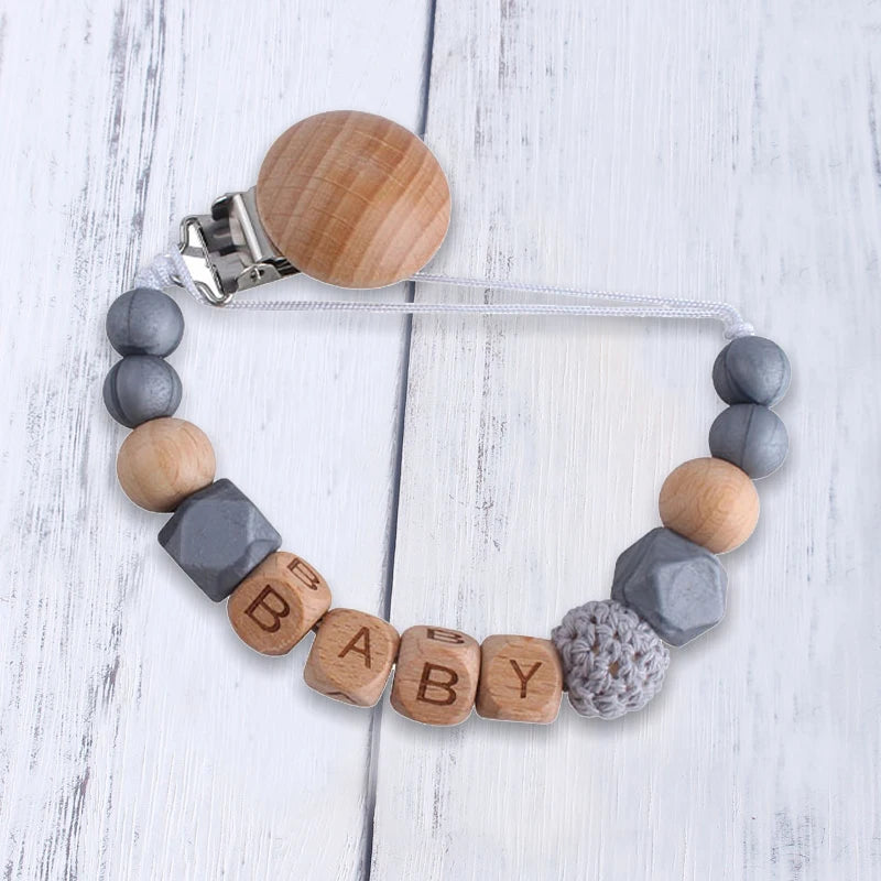 Personalized Baby Pacifier Clip - Custom Name Silicone Holder & Teether Chain Gift