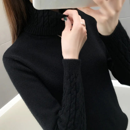 Women Sweater Turtleneck Pullovers Autumn Winter Sweaters New 2025 Long Sleeves Thick Warm Female Sweater Khaki