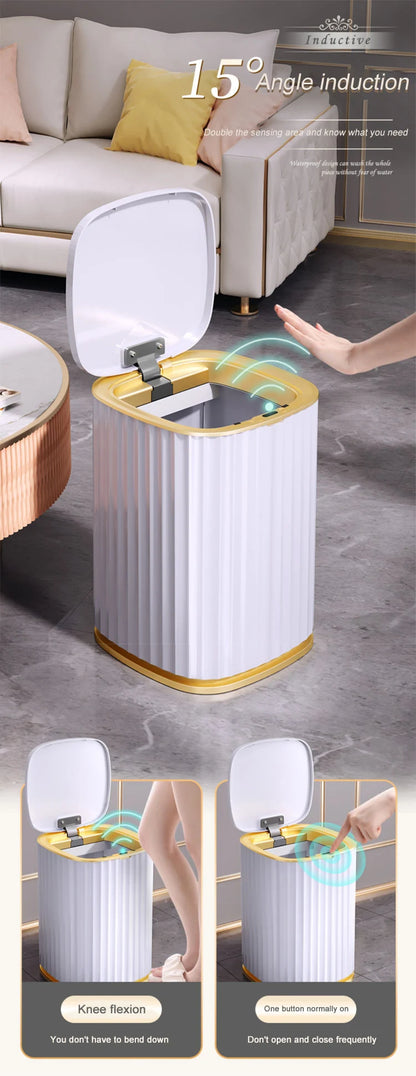 Smart Home Automatic Sensor Trash Can - Waterproof Kitchen Bathroom Wastebasket