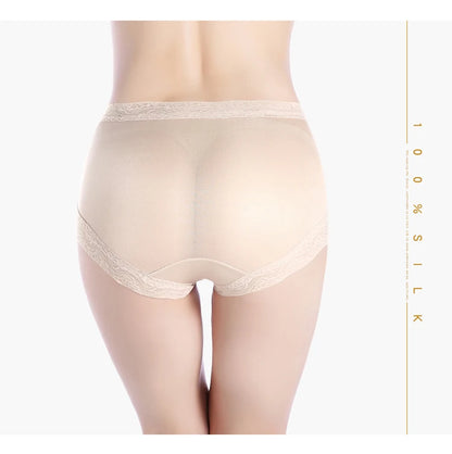 Natural silk high waist Briefs big plus size underwear women transparent seamless woman panties bragas mujer panty