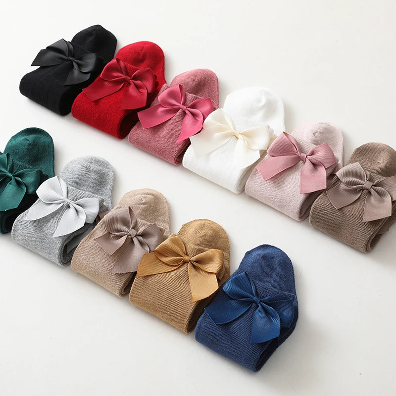 New Brand Baby Toddlers Socks Autumn Winter Children Girls Knee High Long Sock Cotton Big Bow Spanish Style Kids Floor Socks