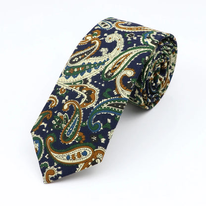 Floral Cotton Tie - Elegant Paisley Necktie for Men  Women
