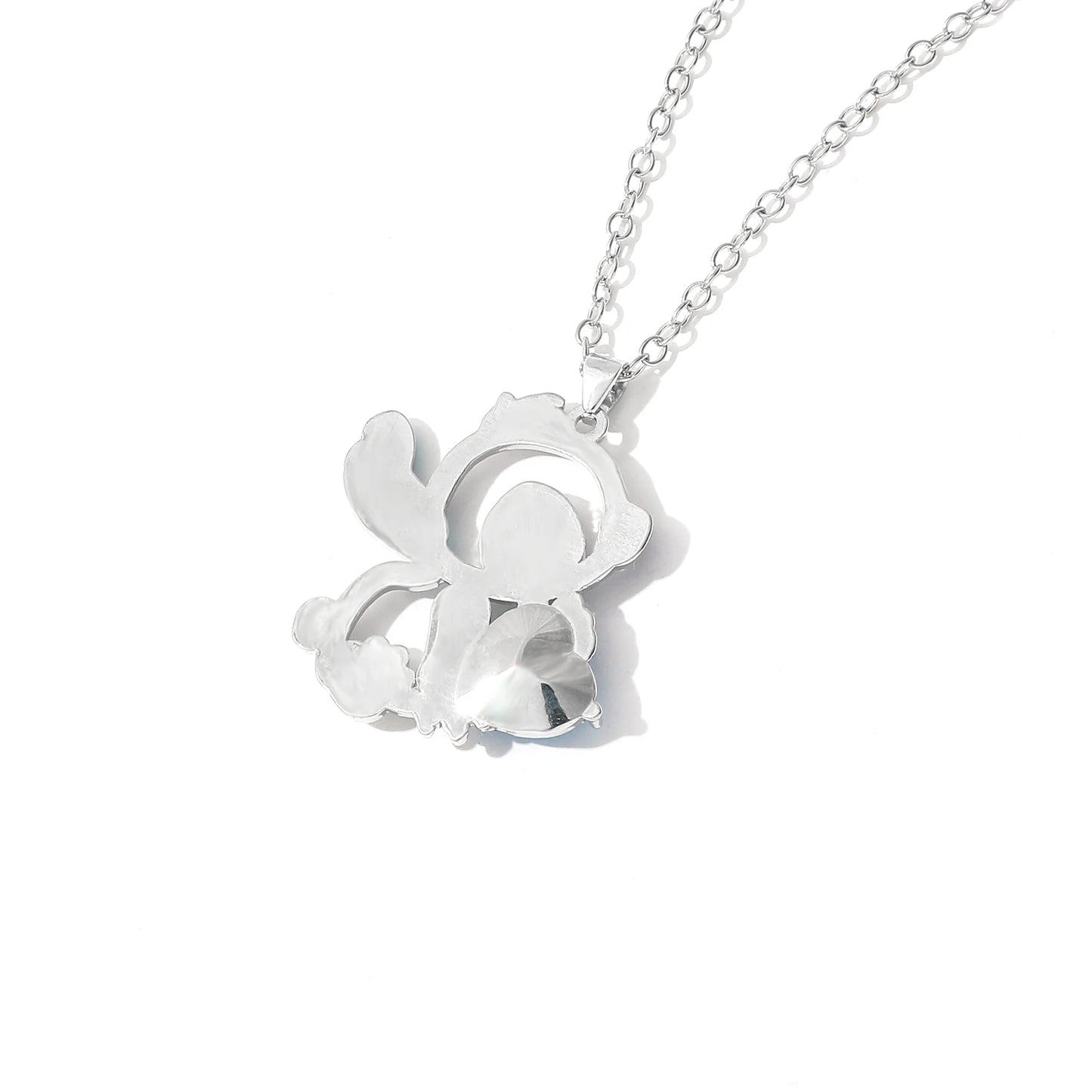 Lilo  Stitch Heart Rhinestone Necklace - Anime Charm Pendant Jewelry Accessory - ZOOMNSTORE