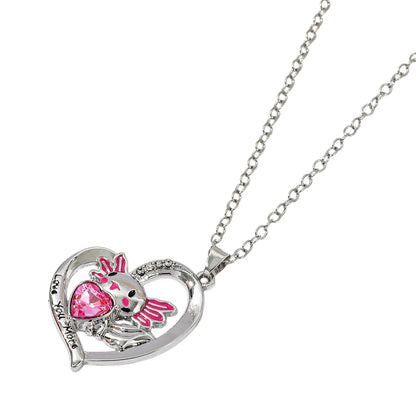 Lilo  Stitch Heart Rhinestone Necklace - Anime Charm Pendant Jewelry Accessory - ZOOMNSTORE
