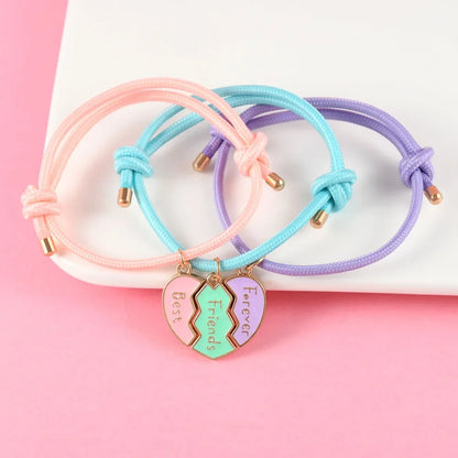 Heart-Shaped BFF Bracelets - Friendship Jewelry Gifts for Kids 3 Pcs - ZOOMNSTORE