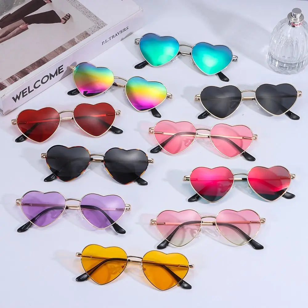 Heart-Shaped Sunglasses - Vintage 90s UV400 Metal Frame Shades - ZOOMNSTORE