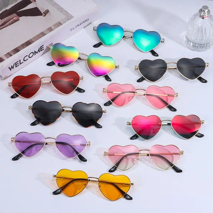 Heart-Shaped Sunglasses - Vintage 90s UV400 Metal Frame Shades - ZOOMNSTORE
