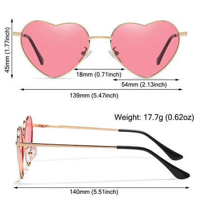 Heart-Shaped Sunglasses - Vintage 90s UV400 Metal Frame Shades - ZOOMNSTORE
