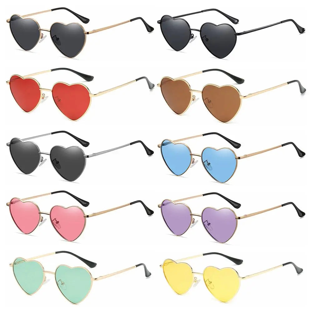Heart-Shaped Sunglasses - Vintage 90s UV400 Metal Frame Shades - ZOOMNSTORE