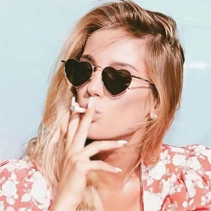 Heart-Shaped Sunglasses - Vintage 90s UV400 Metal Frame Shades - ZOOMNSTORE