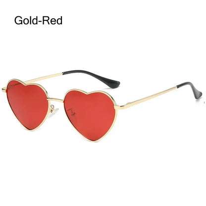 Heart-Shaped Sunglasses - Vintage 90s UV400 Metal Frame Shades - ZOOMNSTORE