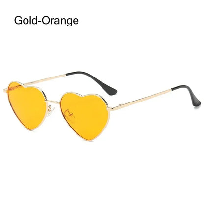 Heart-Shaped Sunglasses - Vintage 90s UV400 Metal Frame Shades - ZOOMNSTORE