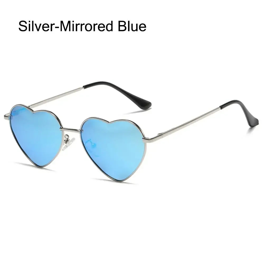 Heart-Shaped Sunglasses - Vintage 90s UV400 Metal Frame Shades - ZOOMNSTORE