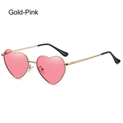Heart-Shaped Sunglasses - Vintage 90s UV400 Metal Frame Shades - ZOOMNSTORE