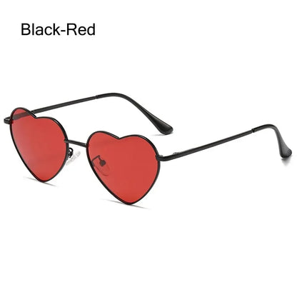 Heart-Shaped Sunglasses - Vintage 90s UV400 Metal Frame Shades - ZOOMNSTORE