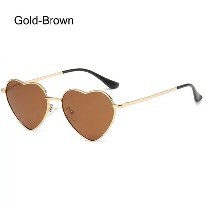Heart-Shaped Sunglasses - Vintage 90s UV400 Metal Frame Shades - ZOOMNSTORE