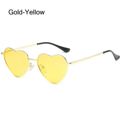 Heart-Shaped Sunglasses - Vintage 90s UV400 Metal Frame Shades - ZOOMNSTORE