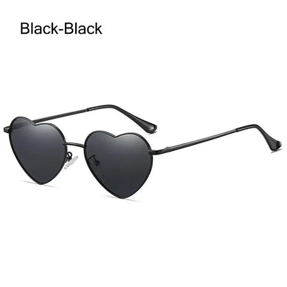 Heart-Shaped Sunglasses - Vintage 90s UV400 Metal Frame Shades - ZOOMNSTORE