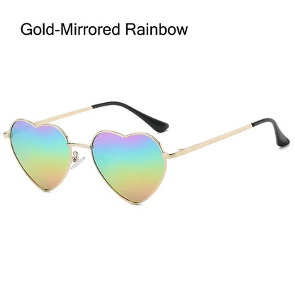 Heart-Shaped Sunglasses - Vintage 90s UV400 Metal Frame Shades - ZOOMNSTORE
