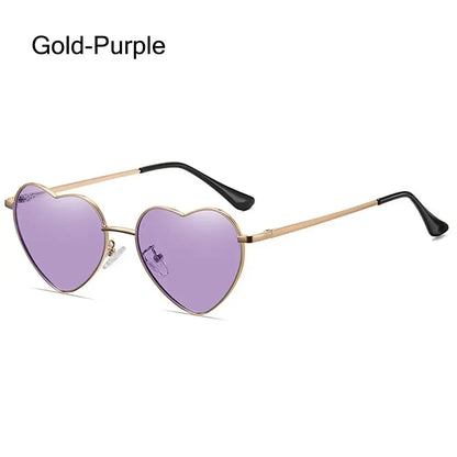 Heart-Shaped Sunglasses - Vintage 90s UV400 Metal Frame Shades - ZOOMNSTORE