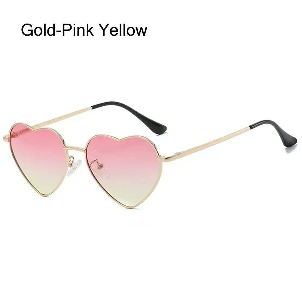 Heart-Shaped Sunglasses - Vintage 90s UV400 Metal Frame Shades - ZOOMNSTORE