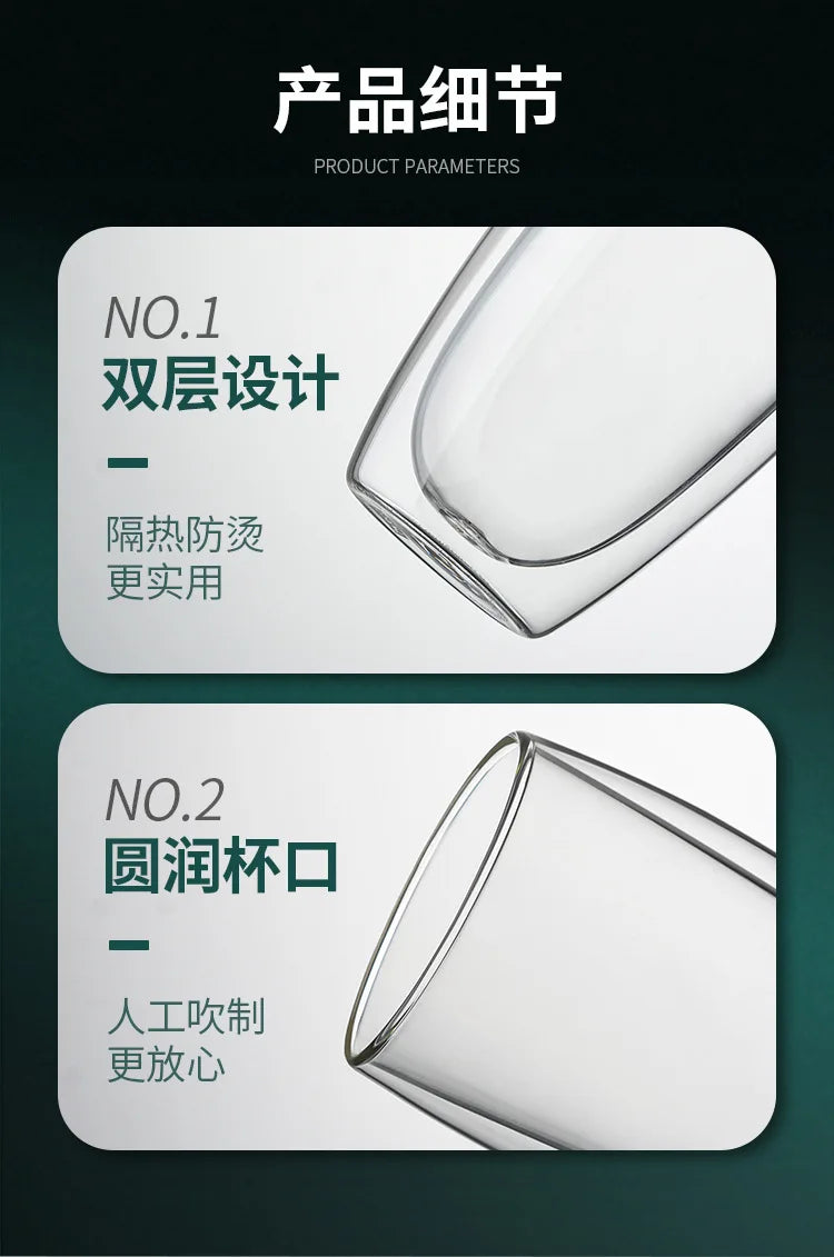 Heat Resistant Glass Mug - Double Wall Borosilicate Coffee Cup | Eco Friendly Drinkware Gift - ZOOMNSTORE