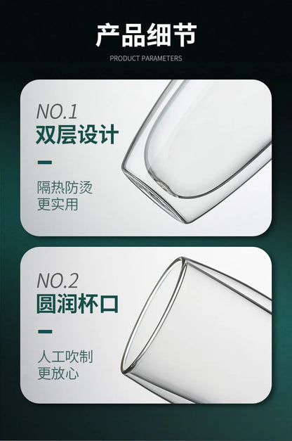 Heat Resistant Glass Mug - Double Wall Borosilicate Coffee Cup | Eco Friendly Drinkware Gift - ZOOMNSTORE