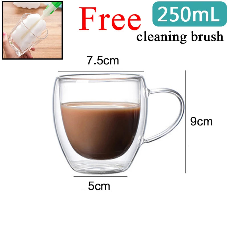 Heat Resistant Glass Mug - Double Wall Borosilicate Coffee Cup | Eco Friendly Drinkware Gift - ZOOMNSTORE