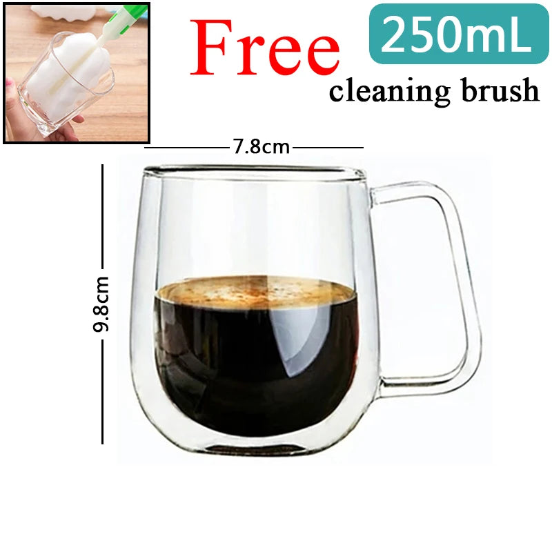 Heat Resistant Glass Mug - Double Wall Borosilicate Coffee Cup | Eco Friendly Drinkware Gift - ZOOMNSTORE