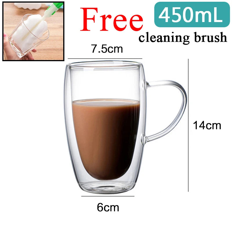 Heat Resistant Glass Mug - Double Wall Borosilicate Coffee Cup | Eco Friendly Drinkware Gift - ZOOMNSTORE
