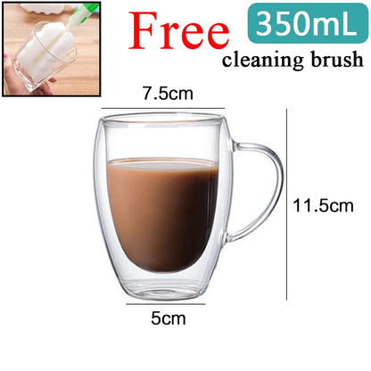 Heat Resistant Glass Mug - Double Wall Borosilicate Coffee Cup | Eco Friendly Drinkware Gift - ZOOMNSTORE