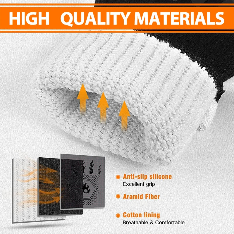 Heat Resistant Oven Gloves | Silicone BBQ Grill Mitts - Fireproof Non Slip Pair - ZOOMNSTORE