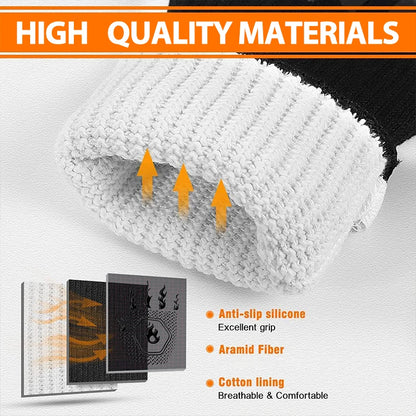 Heat Resistant Oven Gloves | Silicone BBQ Grill Mitts - Fireproof Non Slip Pair - ZOOMNSTORE
