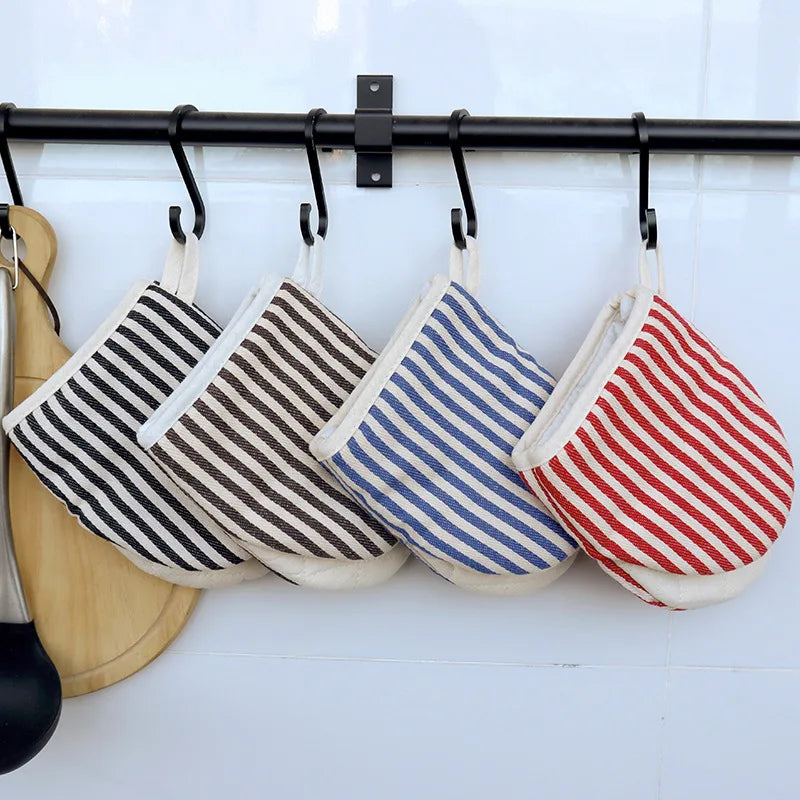 Heat Resistant Oven Gloves - Thick Cotton Mitts With Striped Duckbill Design For Air Fryer & Microwave - ZOOMNSTORE