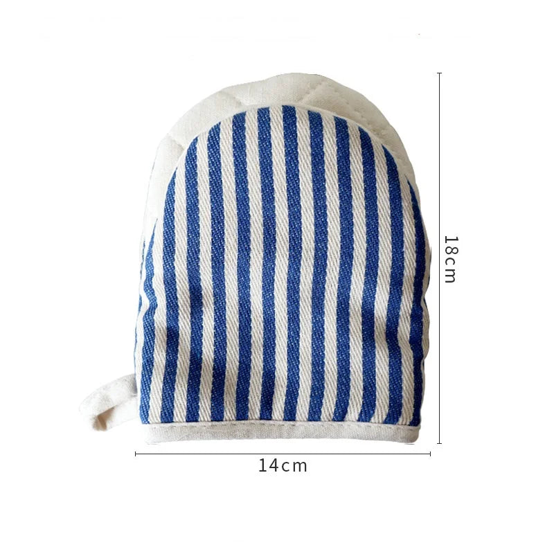 Heat Resistant Oven Gloves - Thick Cotton Mitts With Striped Duckbill Design For Air Fryer & Microwave - ZOOMNSTORE