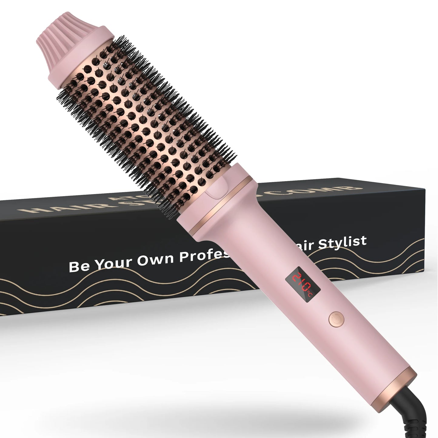 Heated Curling Brush | Electric Hair Curler With Thermal Round Brush & Anti Frizz Hair Tool - ZOOMNSTORE