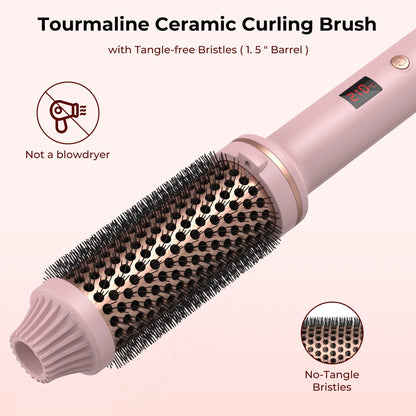 Heated Curling Brush | Electric Hair Curler With Thermal Round Brush & Anti Frizz Hair Tool - ZOOMNSTORE