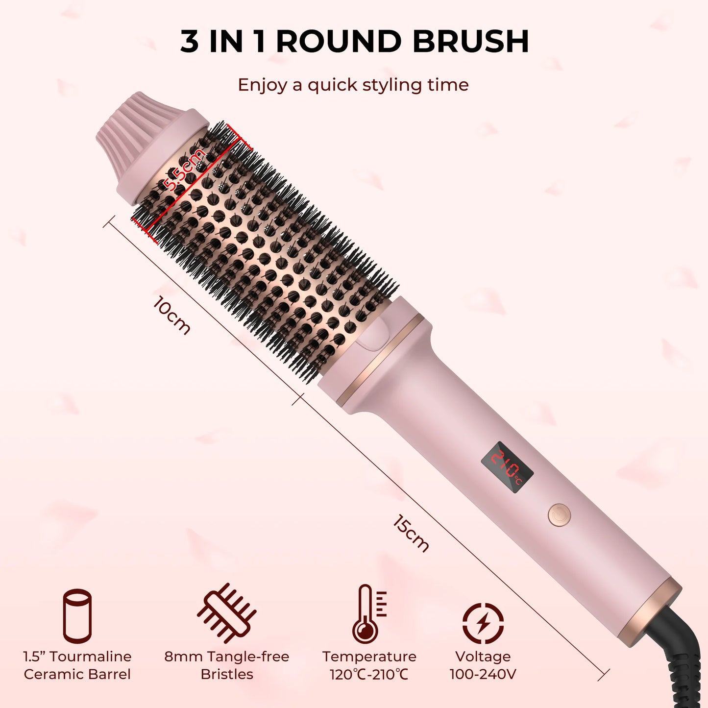 Heated Curling Brush | Electric Hair Curler With Thermal Round Brush & Anti Frizz Hair Tool - ZOOMNSTORE