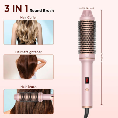 Heated Curling Brush | Electric Hair Curler With Thermal Round Brush & Anti Frizz Hair Tool - ZOOMNSTORE