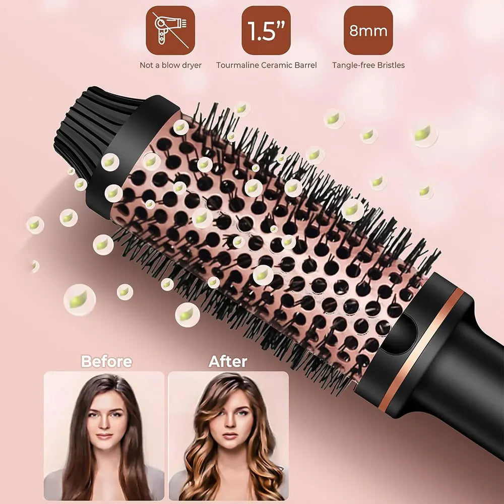 Heated Curling Brush | Electric Hair Curler With Thermal Round Brush & Anti Frizz Hair Tool - ZOOMNSTORE